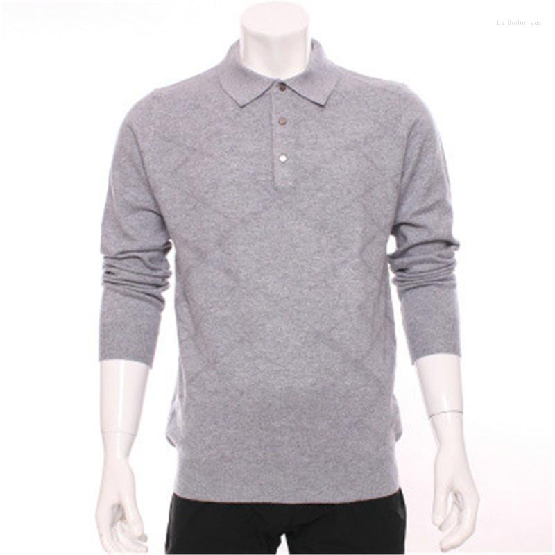 

Men' Sweaters 100%goat Cashmere Cross Grain Knit Men Fashion Thin Pullover Sweater Turn-down Collar Grey 3color /2XL, Blue