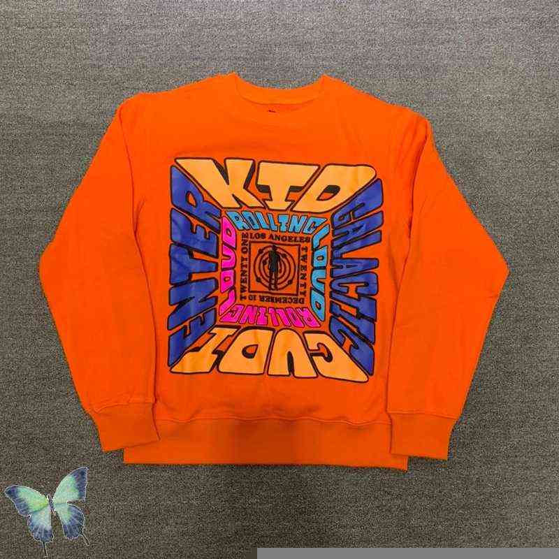 

Men's Hoodies Sweatshirts Kid Cudi Orange Terry Pullover Sweatshirt T220825