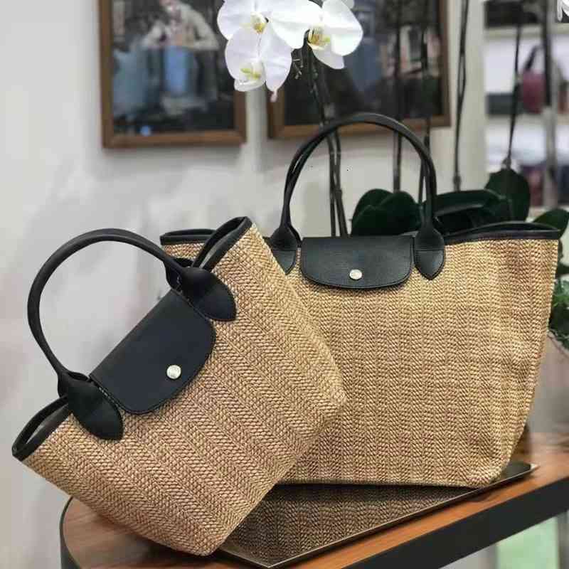

Casual Pu Leather Splice Straw Shoulder Bags Large-capacity Brand Handbag Summer Beach Handmade Women's Bag Horse, Khaki small