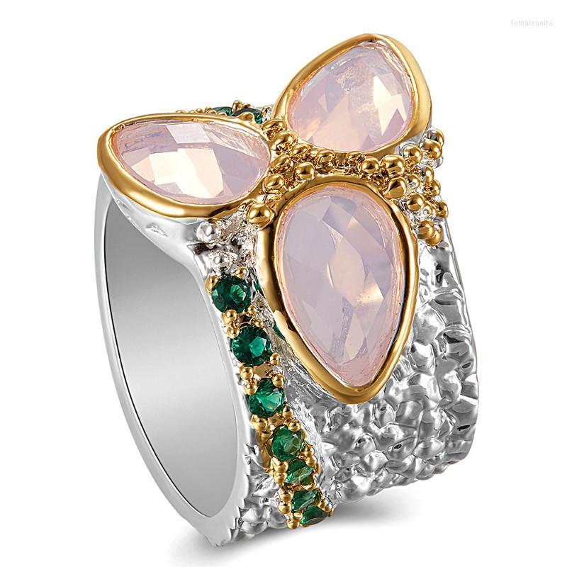 

Wedding Rings Trangle Pink Zirconia Women Lead Free Setting With Cubic Party Drop