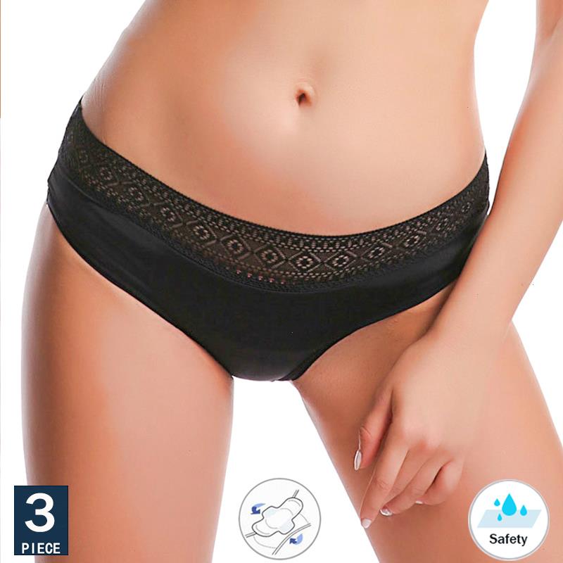 

Sexy Lace Underwear Shaper Women Four Layer Leakproof Physiological Underpants, Classic black