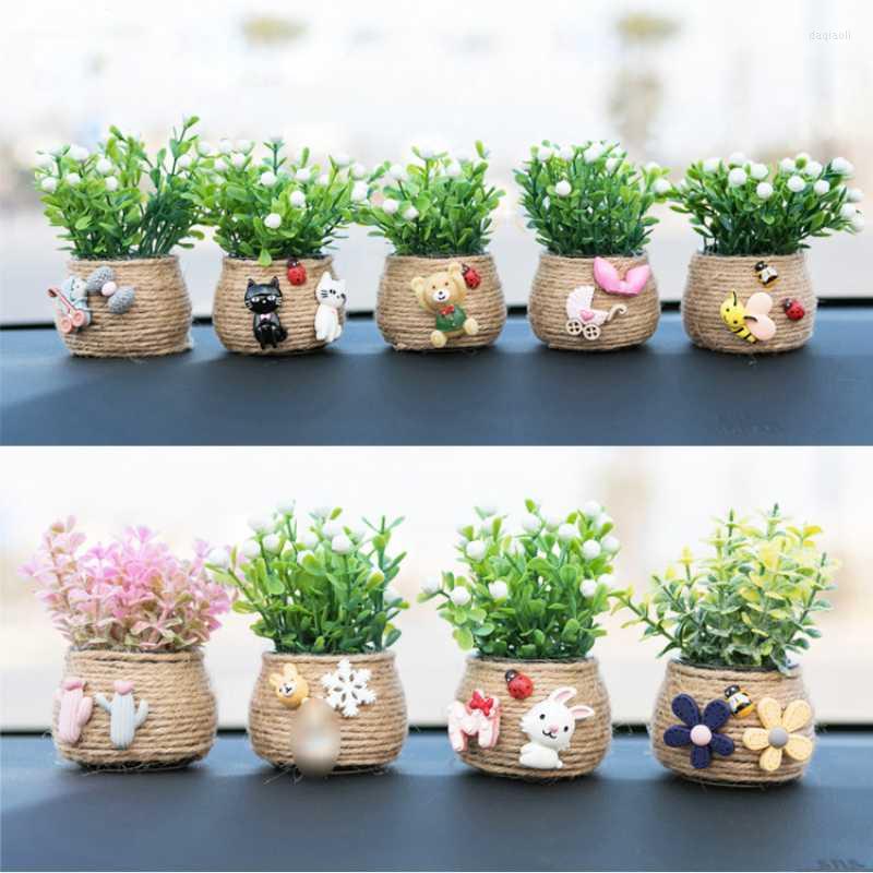 

Interior Decorations Car Simulation Plant Ornaments Potted Perfume Ceramics Bottle Auto Decoration Accessories Bedroom Gift