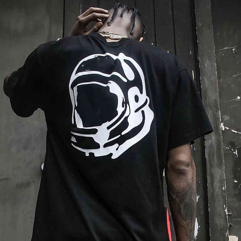 

BBC Classic t shirt Mens Cotton Print Cartoon Astronaut Fashion Short Sleeve Tee Couple 5XL, Grey b02