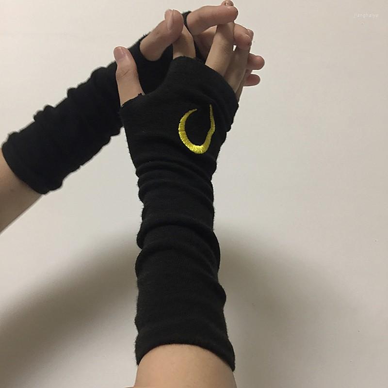 

Knee Pads Finger Gloves Long Arm Wear Solid Harajuku Embroidered Cuffs Men Women Summer Thin Glovers Sun Protection, Black