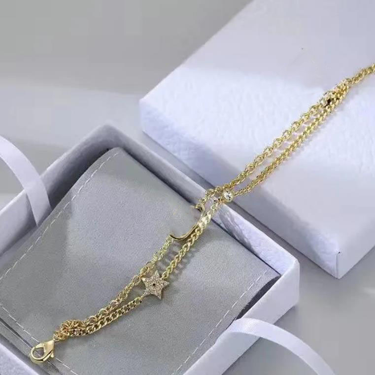 

Double - decker star diamond bracelet female designer charms love bracelet luxury bangles cjeweler bijoux for mens womens