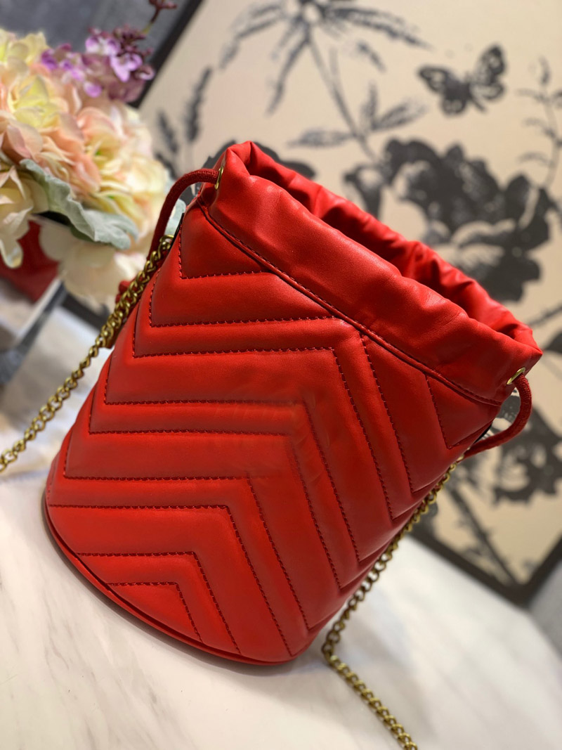 

AAA Designer shoulder crossbody Bucket bag Fashion Marmont Love heart Wave Pattern Satchel Chain Handbags Cross body Lady Leather Classic Tote bags woman Purse, Red 575163