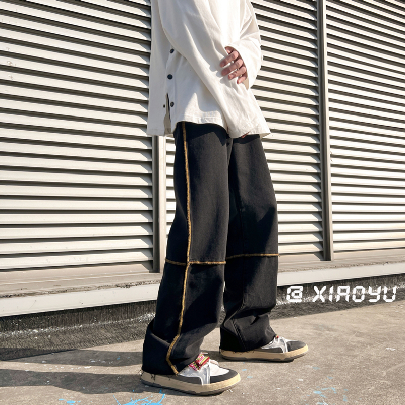Men's Jeans Mens jeans Fashion Allmatch Trousers Jeans Korean Style High Street Loose Hip Hop Wideleg Jean Pants BlackBlue 220827