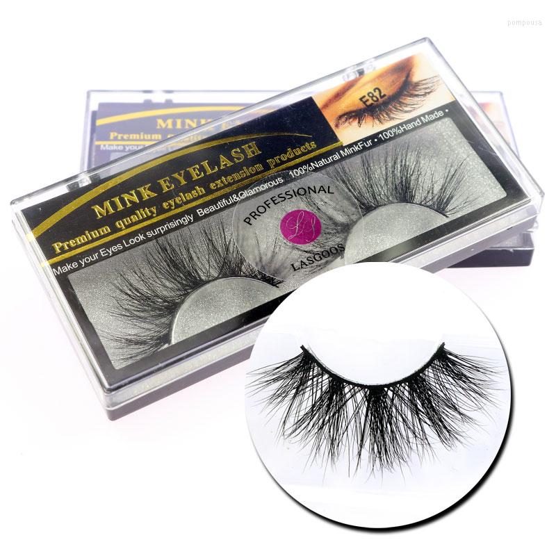 

False Eyelashes LASGOOS 2022 Mink Hair 22mm Long Lashes Big Dramatic Hand-made Fake Eye Extension Strips E82