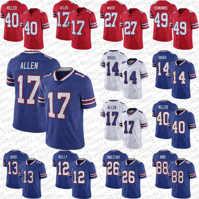 

Football Jerseys Buffalo''Bills''17 Josh Allen 14 Stefon Diggs 40 Von Miller Custom Gabriel Davis Dawson Knox Tre'Davious White Trem 49 Tremaine Edmunds Oliver, Youth