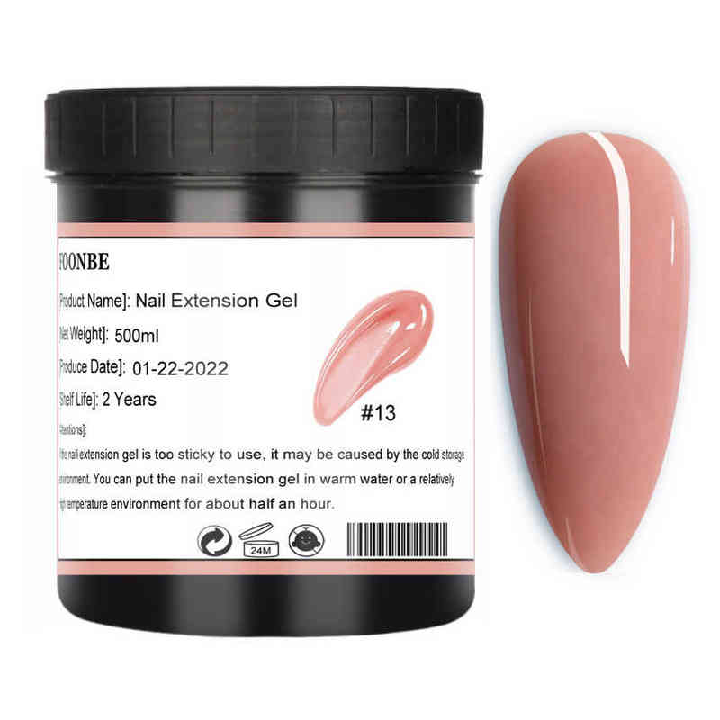 

Nail Polish 500ML Poly Nail Gel Pure Color Acrylic Extension Builder Vernis Semi Permanent Crystal Quick Nail Gel Art Design High Capacity T220826, Pink