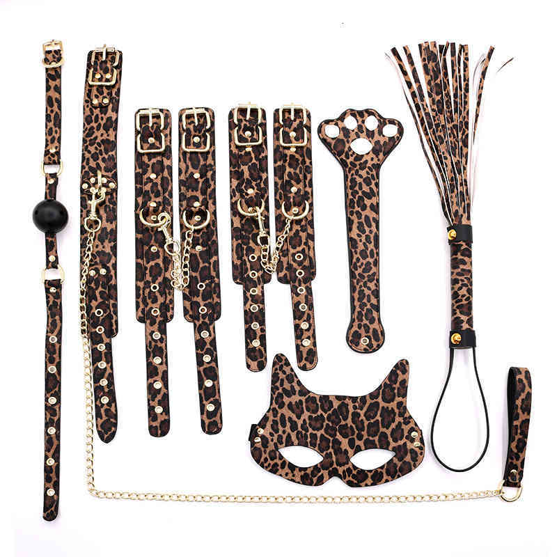Sex toys Vibrator Massager Toys Bondage Hot 7pcs/set for Woman Pu Leather Sm Set Hand Cuffs Footcuff Whip Rope Blindfold-image-795291282