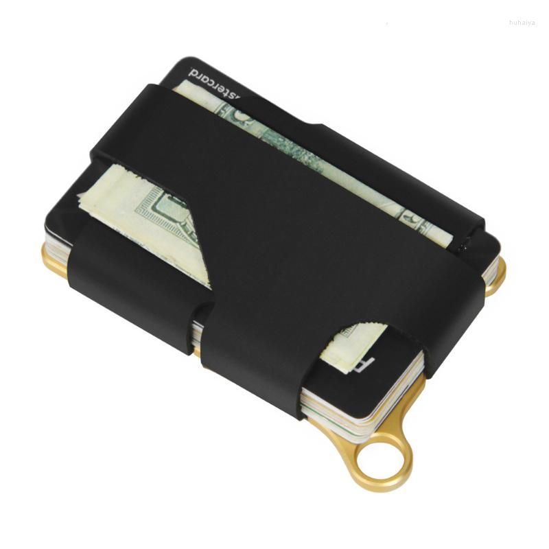 

Card Holders 2022 Fashion Minimalist Wallet With Adjustable Snap Heavy Metal Genuine Leather Bank S Keeper, Gold