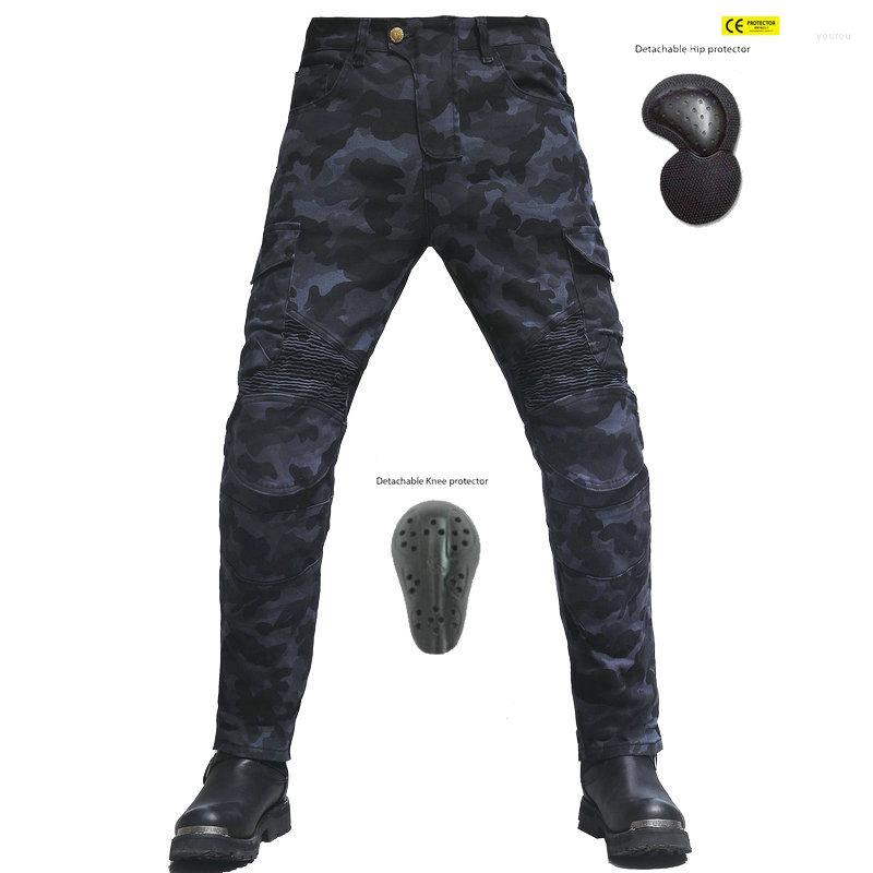 

Motorcycle Apparel Volero Riding Trousers Straight Loose Protective Jeans Camo Blue Knight Cycling Casual Pants With Slow Rebound Pads