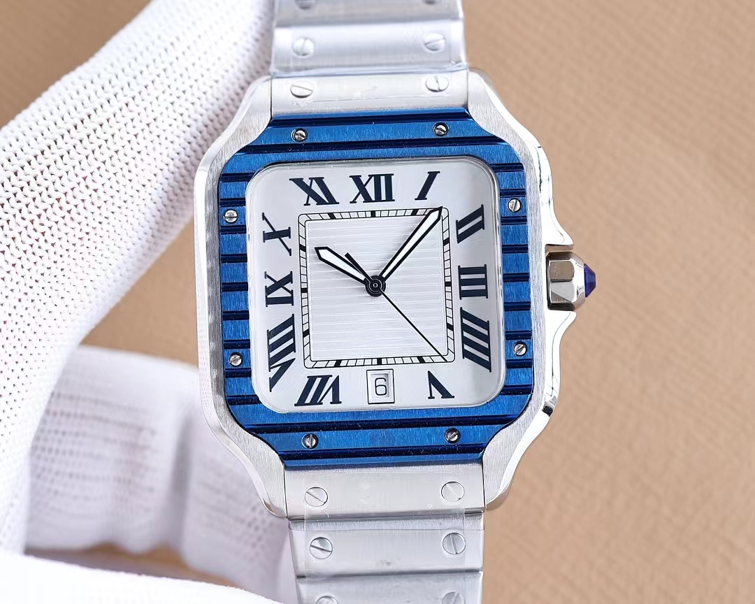 

Fashion Men's Mechanical Watch 39.8mm Square Dial Super High Quality Movement Fully Automatic Winding Sapphire Face Silver Watch