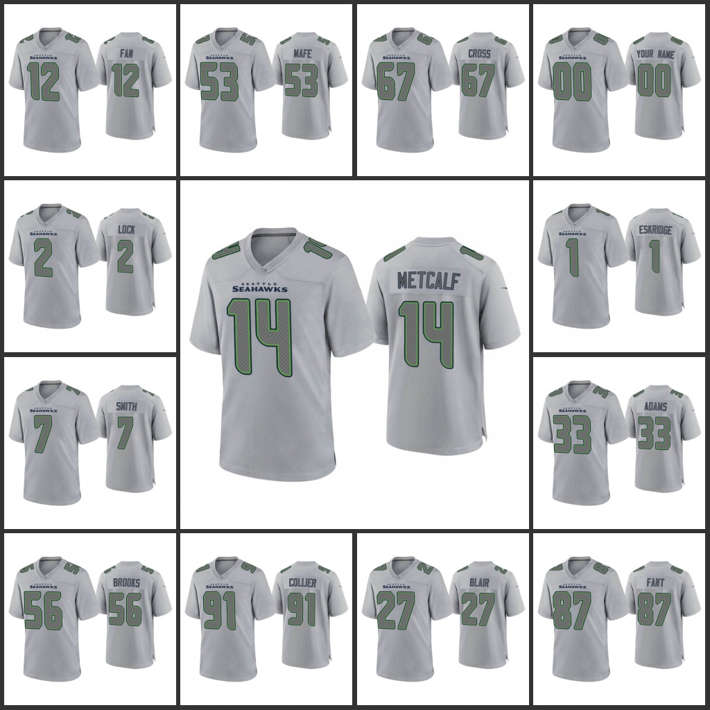 

Jersey Seattle''Seahawks''Men #12 12th Fan 14 D.K. Metcalf 16 Tyler Lockett 33 Jamal Adams 56 Jordyn Brooks Custom Women Youth Gray Atmosphere Fashion Game