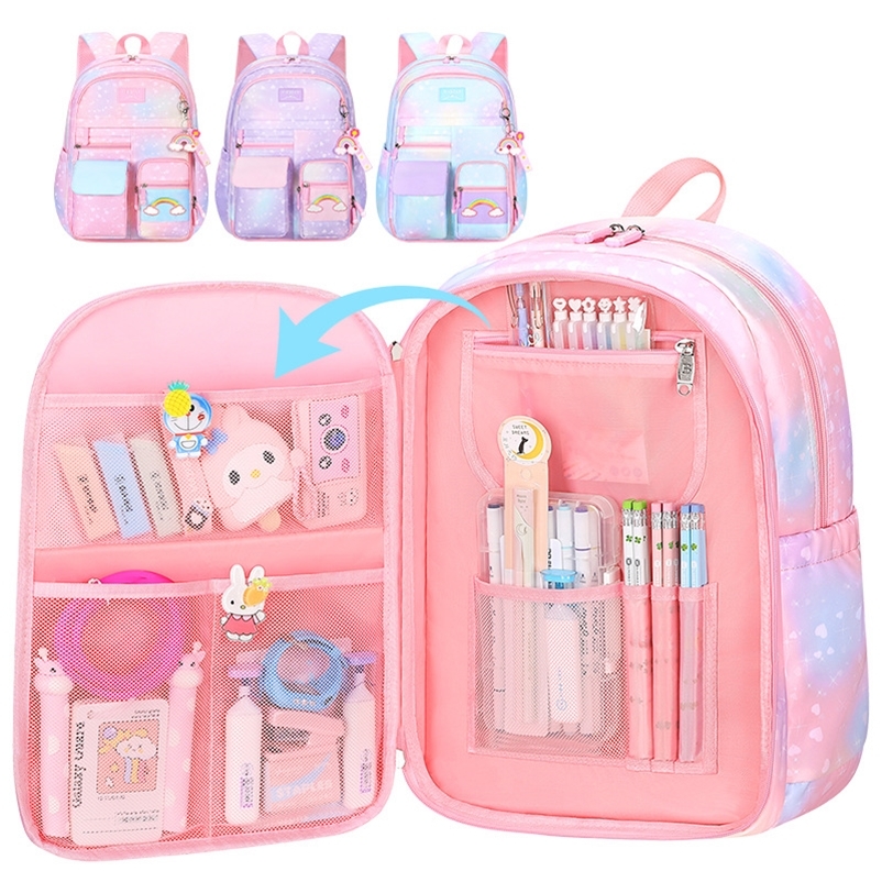 

School Bags Waterproof Kids Backpack School Bags Large Capacity Schoolbag Pink Gradient Color Backpack Primary School Bag For Girls 220827, Pink s