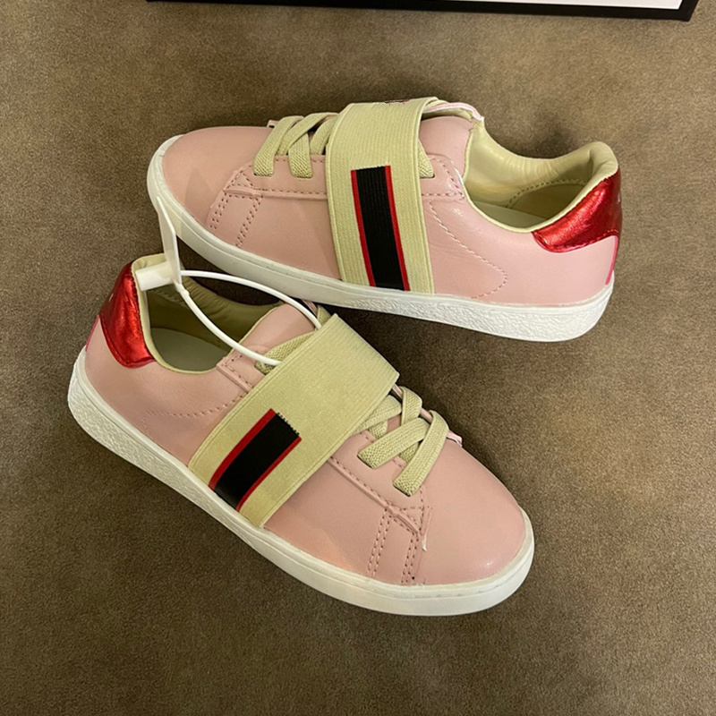 

Kids Casual Shoes Low Flat Matte Leather Sneakers children Shoe Heart Chaussures Trainers Green Red Stripes Embroidery, Original box