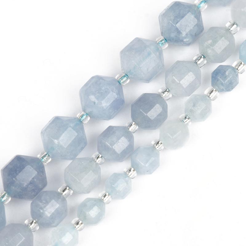 

Beads Natural Stones Faceted Aquamarine Round Loose Spacer For Jewelry Making DIY Bracelet Accessories 15inch 6 8 10mm