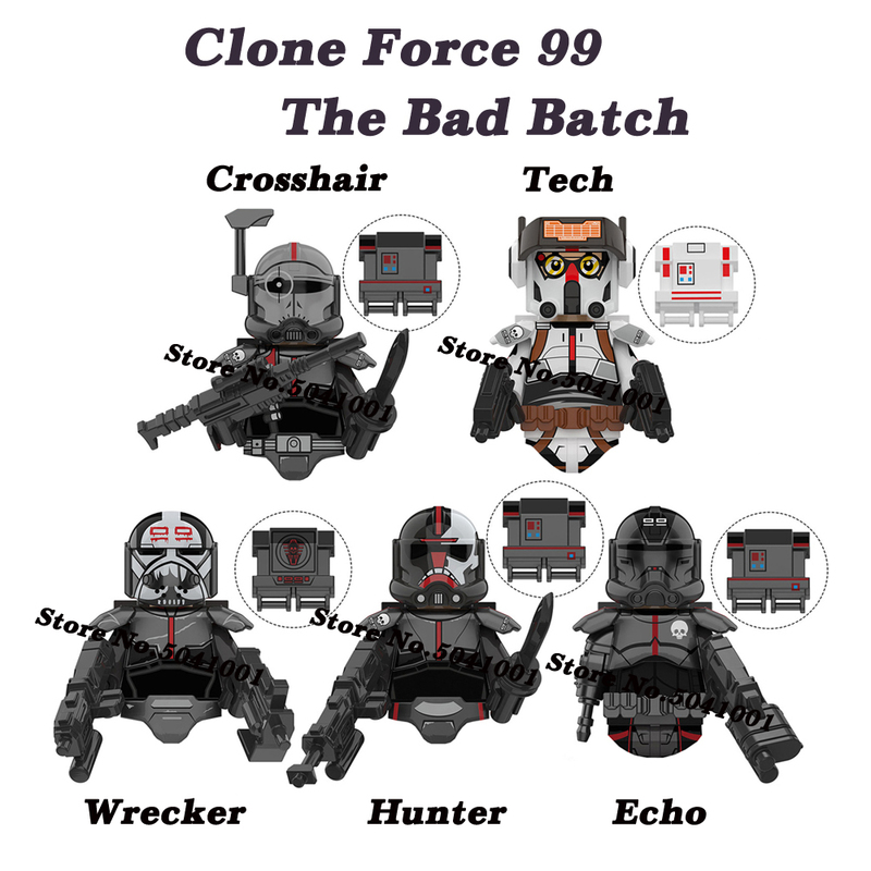 

Blocks The Bad Batch Clone Troopers Hunter Crosshair Tech Wrecker Echo Building Bricks Star Action Figure Wars Toys Kids 220827