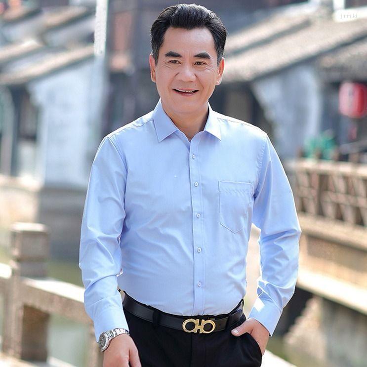 

Men's Dress Shirts 2022 Spring Autumn Solid Long Sleeve Shirt Men Clothing Slim Fit Casual Formal Wear Office Blouse Homme Tops A199, Baise