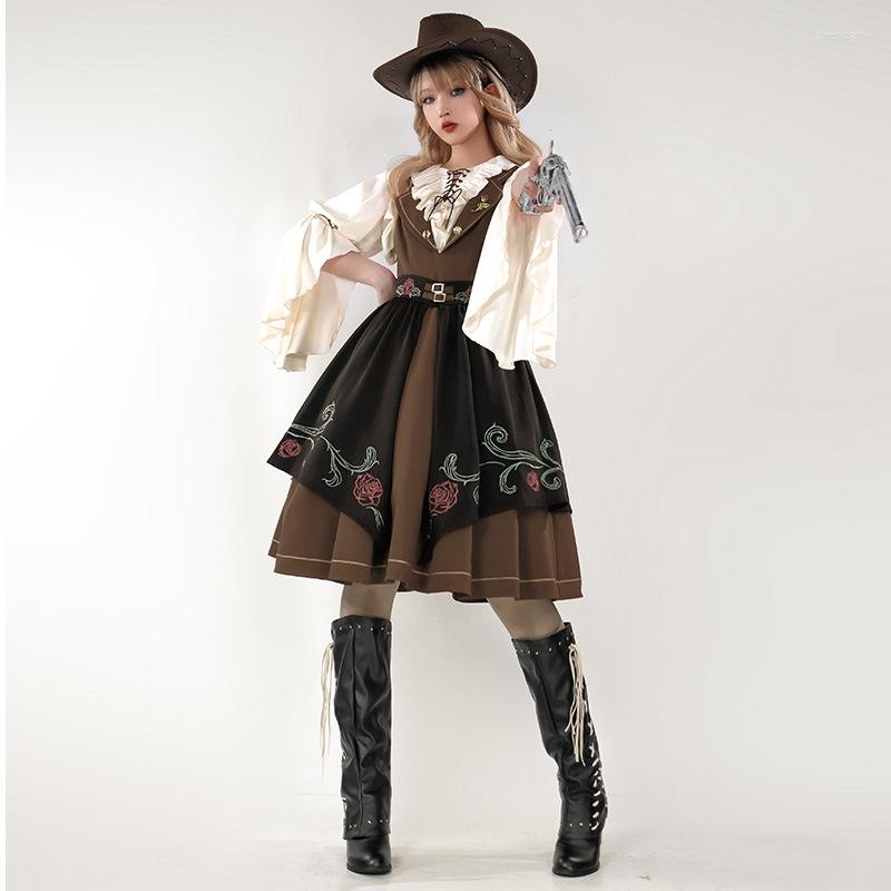 

Work Dresses MAGOGO Original Lolita 2-Piece Set Women Cool Girl JSK Dress Long Sleeve Shirt With Belt, Dress shirt