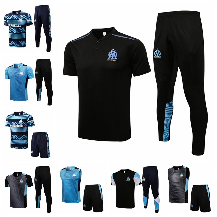 

22/23 New Olympique Marseilles Tracksuits Polo Tshirts Vest Training Suit Jogging Set Football Soccer Jerseys Kit Chandal Survetement Maillots De Foot DX010, 15
