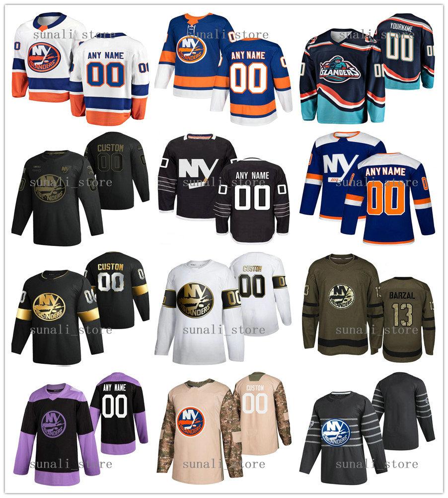 

Hockey Stitched 28 Michael Dal Colle 8 Noah Dobson 7 Eberle 4 Andy Greene 36 A.J. Greer 74 Simon Holmstrom 45 Grant Hutton 32 Ross Johnston, Men white