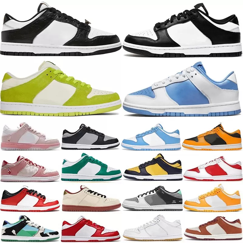 Chaussures de course décontractées Low Dunks 2022 Nouveau Pink Pigeon Retro Noir Blanc Chunky Dunky UNC Coast University Bleu Violet Pulse Hommes