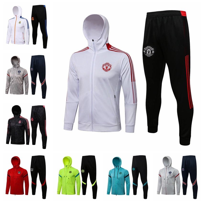 

22/23 Paris Tracksuits Manchesters United City Marseilles Hoodie Training Suit Jogging Set Football Soccer Jerseys Kit Chandal Survetement Maillots De Foot YC09, Blue