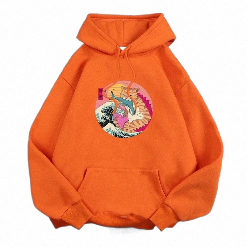 men's Hoodies & Sweatshirts Ukiyoe Japanese Cat Cartoon Catana Print Man Street Designer Hoody Sport Trendy Style Hooded Mens Tracksuit V9rs-image-795275730