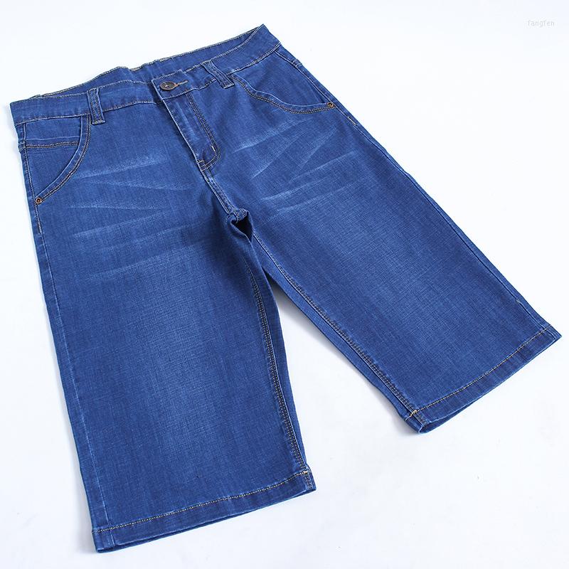 

Men's Jeans Oversized 42 44 46 Men Short 2022 Summer Men's Elasticity Blue Classic Relaxed Fit Jean Brand Clothing, Light blue