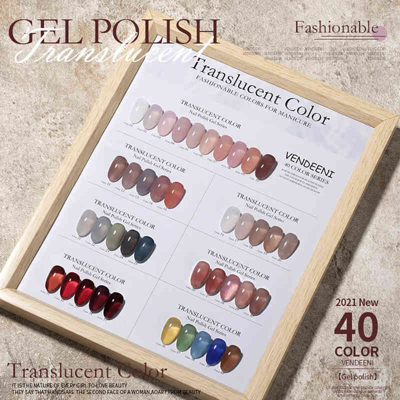 

Nail Polish Vendeeni Nude Jelly UV Gel Nail Polish 40 Colors Translucent Semi Permanent Nail Art Lacquer Gel Pink Skin Tone Gel Varnish 15ml T220826