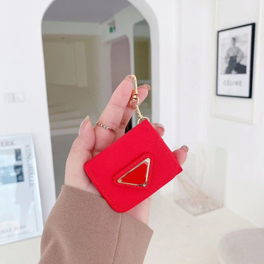 

Headphone Accessories Designer leather airpod case for Airpods 1 2 3 Pro Fashion Creative earphones protective bag with key rings