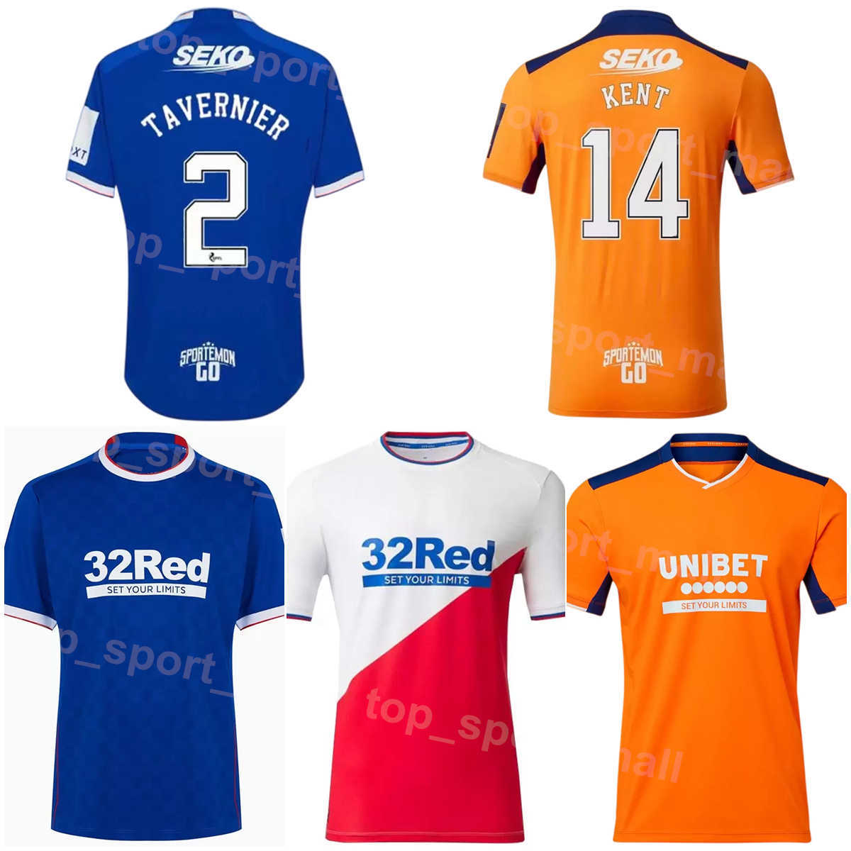 Glasgow Rangers Soccer 20 Alfredo Morelos Jerseys 22-23 Club 2 James Tavernier 6 Connor Goldson 8 Ryan Jack 17 Rabbi Matondo Blue Orange White Fo-image-795354534
