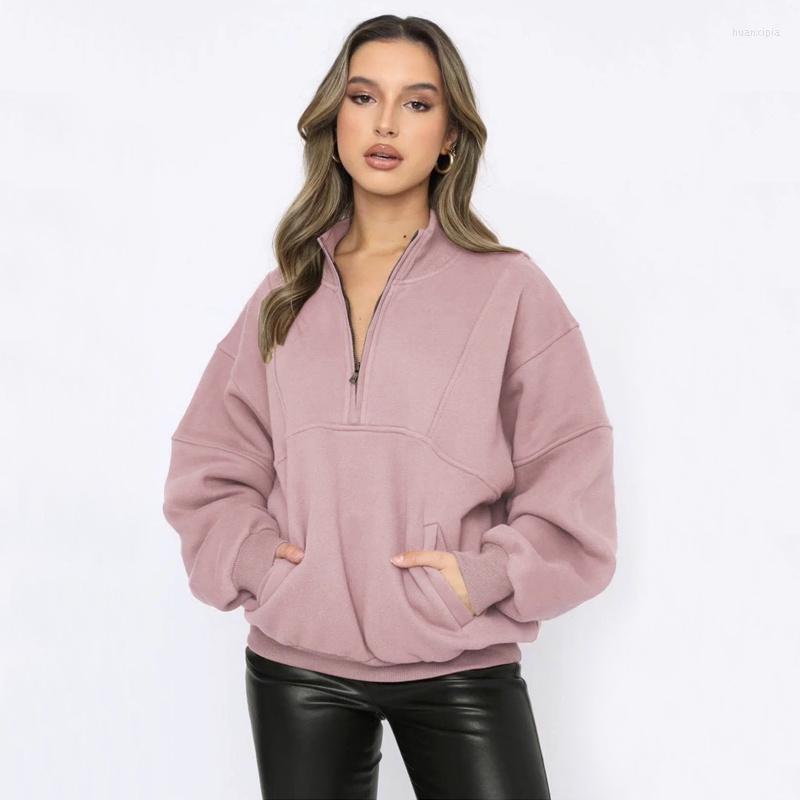 

Women' Hoodies Women Panel Neck Half Zip Sweatshirt Oversized Y155, Black