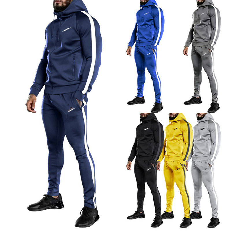 

Men Tracksuits Autumn And Winter designer Mens woman Long-sleeved Jacket Casual Trousers Sports Suit For Men stripe Large Size Tracksuit, Color1