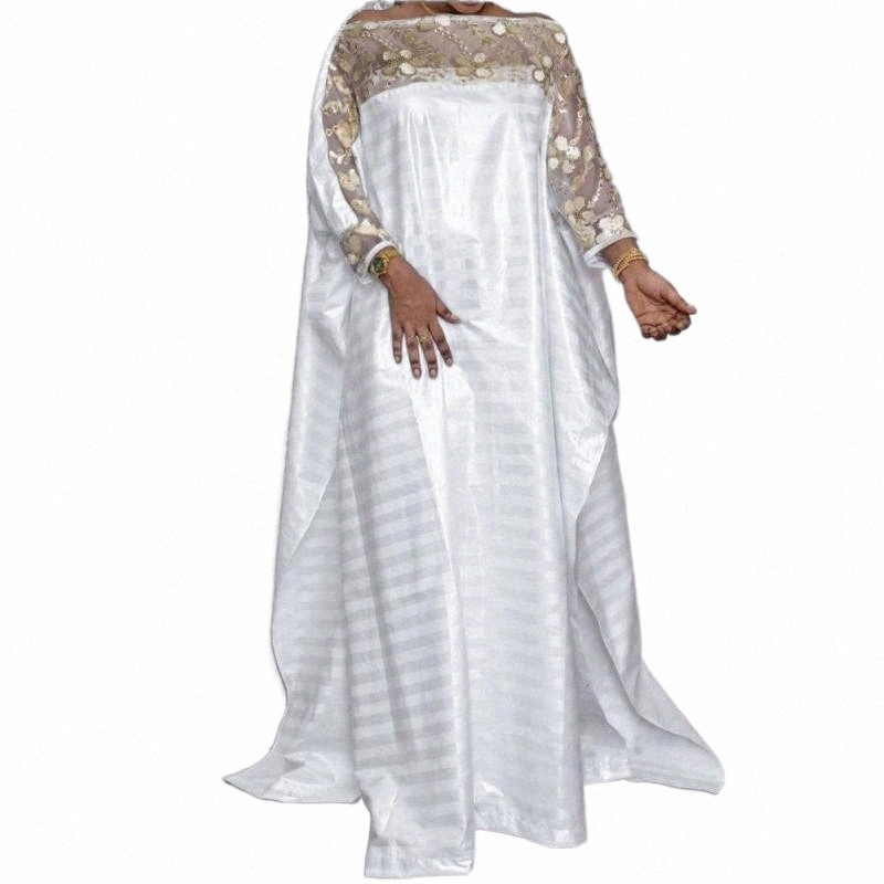 

casual Dresses -5XL African Women' Sequined Maxi Dress Party Fashion Plus Size Female Muslim Bat Sleeves Loose Robe Kaftan Abaya Jilbab 17Mi#, White