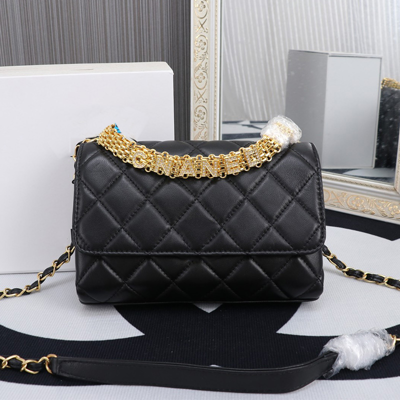 

Womens Classic Medium Flap Quilted Messenger Bags Bracelet Chain Handle Totes Gold Metal Matelasse Chain Crossbody Shoudler Multi Pochette Handbags 23X15X7CM, Box