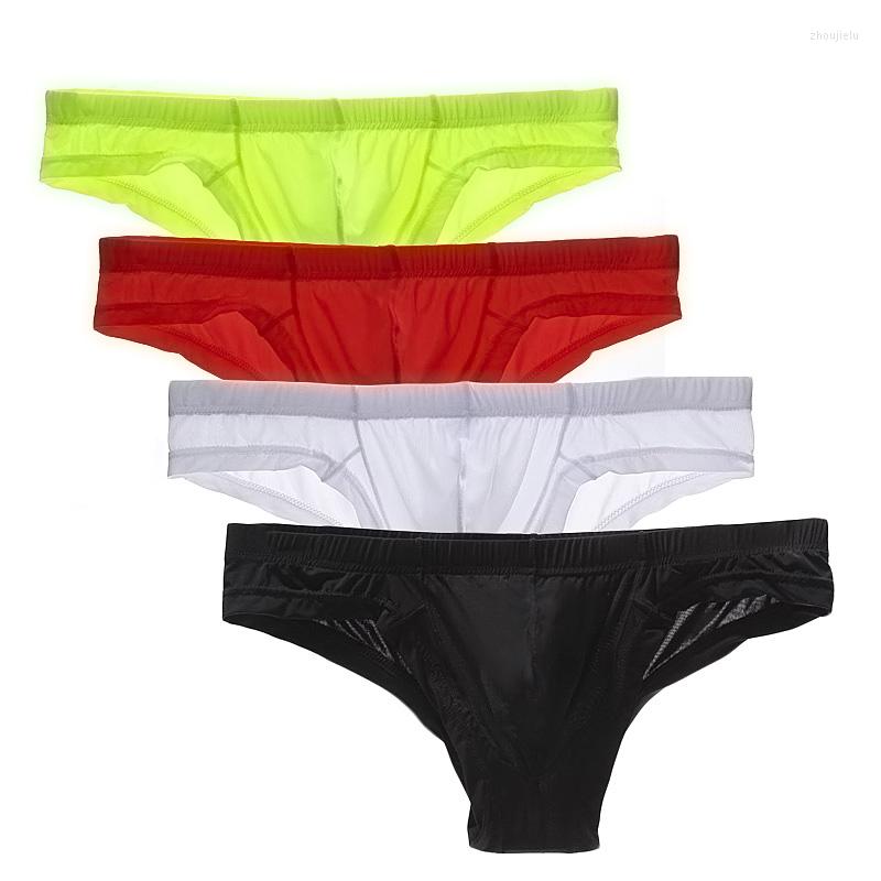 

Underpants Men's Panties Briefs Transparent Underwear Men Sexy Bulge Underwears Ice Silk Male Bikini Shorts Breathable Thin -3XL Pants, Black