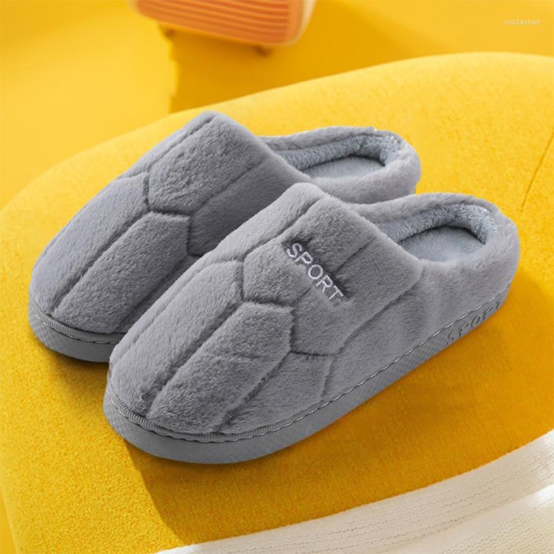 

Slippers Couple Men's Winter Indoor Home Velvet Warm Thick Bottom Non Slip Cotton Men, Grey