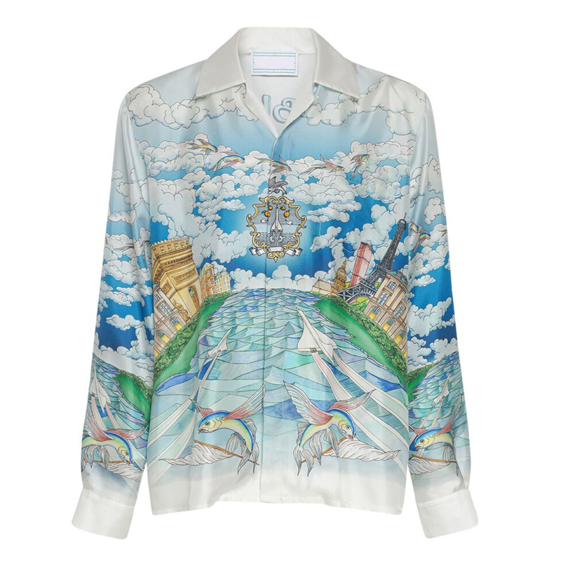 

22SS Casabblannca Mosque Shirts Man Women Fashion Summer Beach Vacation Long Sleeve Hawaii FZCS152, As pics