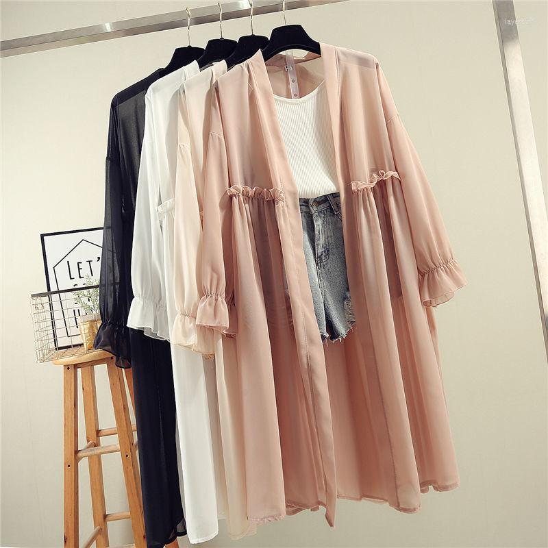 

Ethnic Clothing Geskeey Bohemian Summer Beach Wear Long Kimono Cardigan Solid Chiffon Tunic Women Cozy Tops Blouse Shirt Sarong Plage