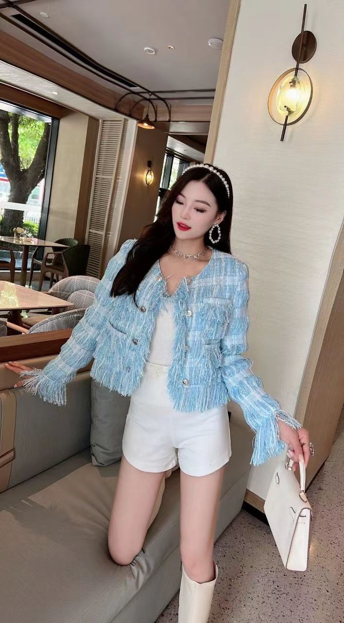 

chan brand jacket 2022 New Women' Autumn Winter western suit jacket fashion Tweed coat designer High-grade Casual Spring Coat Birthday Gift Valentine' Day Christmas, Blue