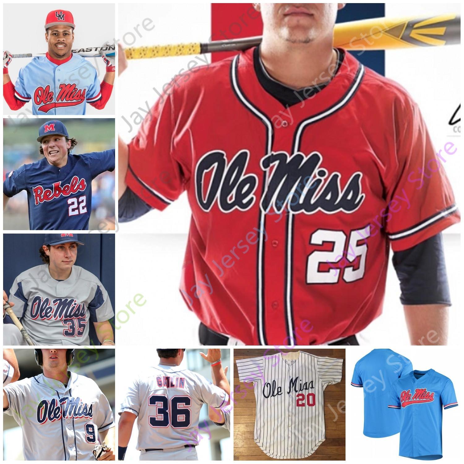 

college Ole Miss Baseball Jersey College Tyler Keenan Servideo Anthony Tim Elko Peyton Chatagnier Lance Lynn Rolison Cozart Dunhurst Baker C, Red