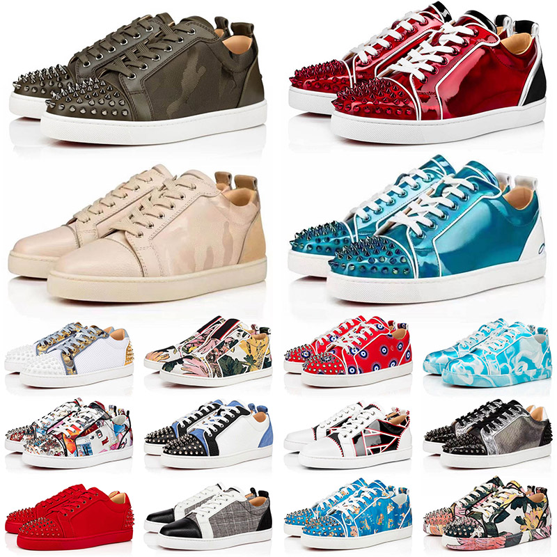 

Designer 2022 Top Quality Red Bottoms Casual Shoes Ace Sneakers Size 13 Leather Low Cut Spikes for Men Women Vintage Bottom Luxury Trainers Loafers 35-47, 30