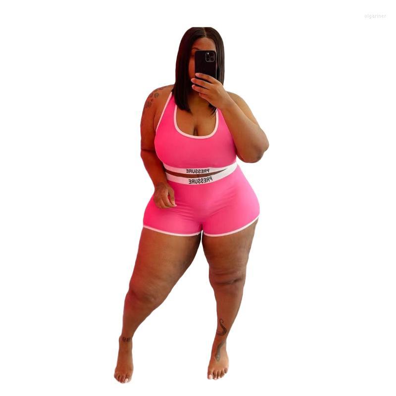 

Women's Tracksuits Cutubly Crop Tank Top Short Set For Women Letter Print Summer Casual Skinny Lady Size XL-5XL Two Piece, Green