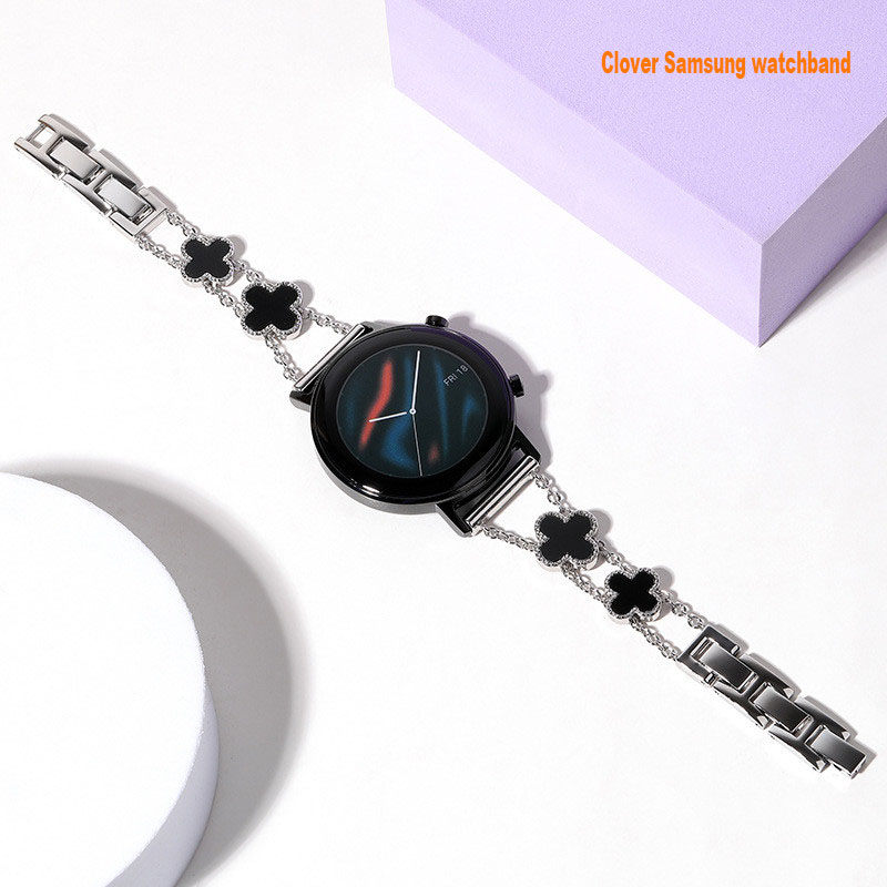 

Compatible with 20mm Samsung Galaxy Watch 5 straps Watch4 Band 40mm 44mm Watch 5 Pro 45mm 22mm Fashion Bling Diamond Clover Bands for Women