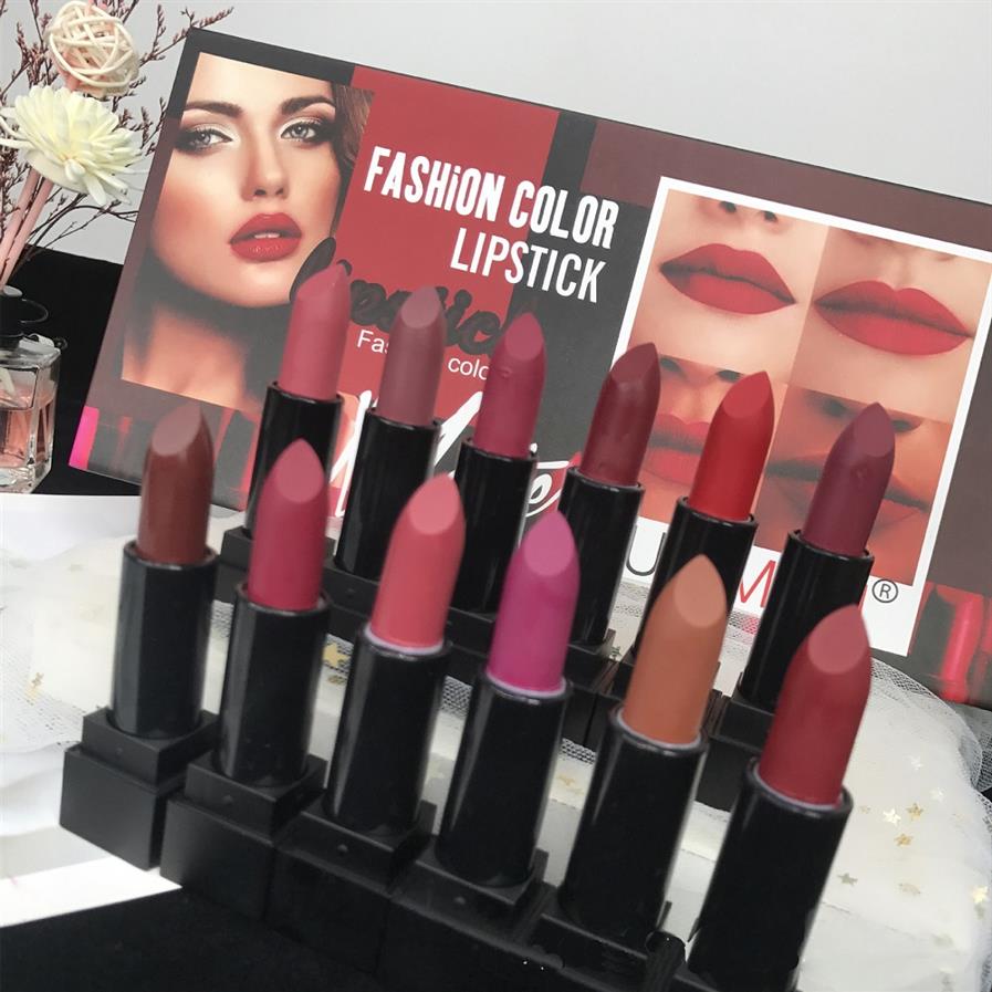 

High Quality Newest makeup MOJI 12 colors Lipstick Set Non-stick Cup long lasting waterproof matte lipstick277y, Customize