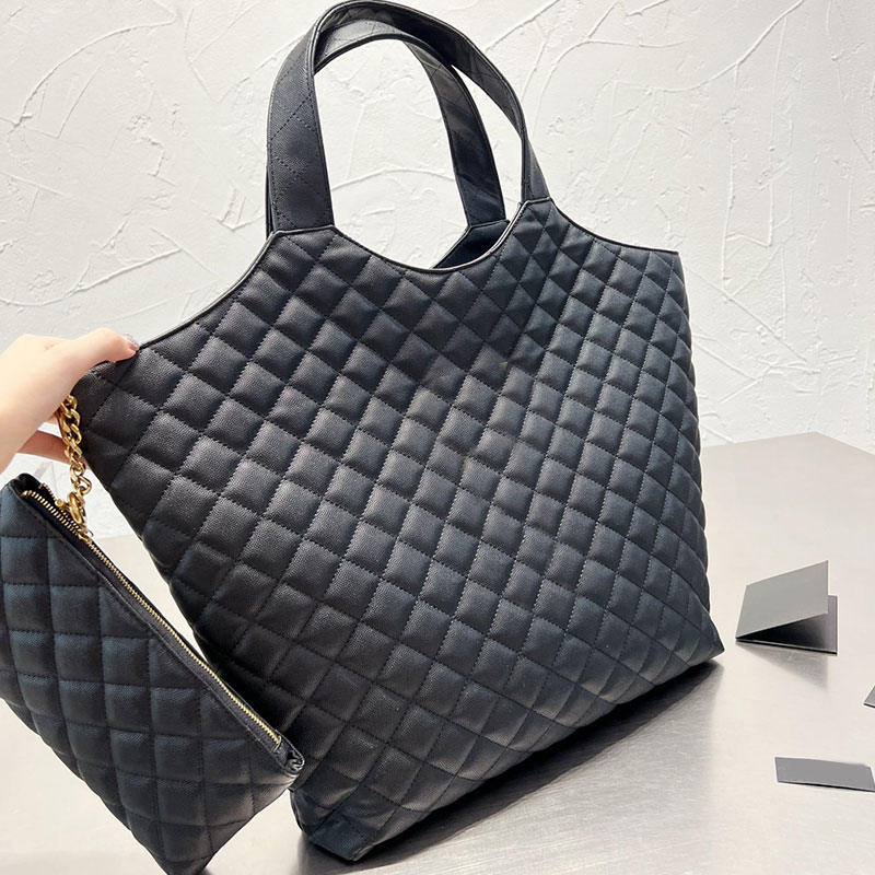 

Tote Bag Women Handbag Purse Large Capacity Shopping Bags Quilted Genuine Leather Gold Metal Letters Totes Zipper Wallet, 36*35cm