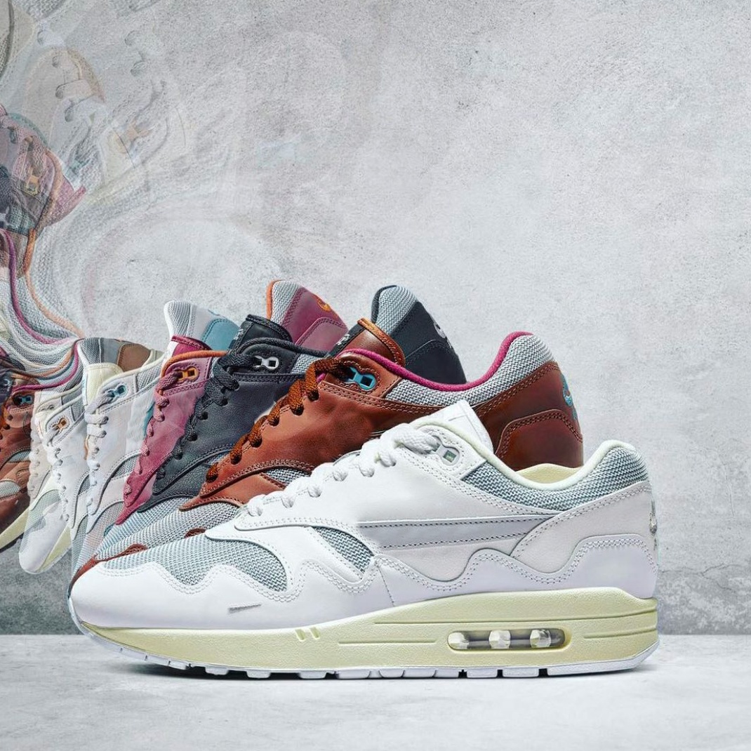 

Designer Patta Retro Running Shoes AM1 Sneaker Waves Wavy Airmaxs 1 Collab Shoe Monarch Leather Mesh White Pure Platinum TOP QUALITY, Color 12